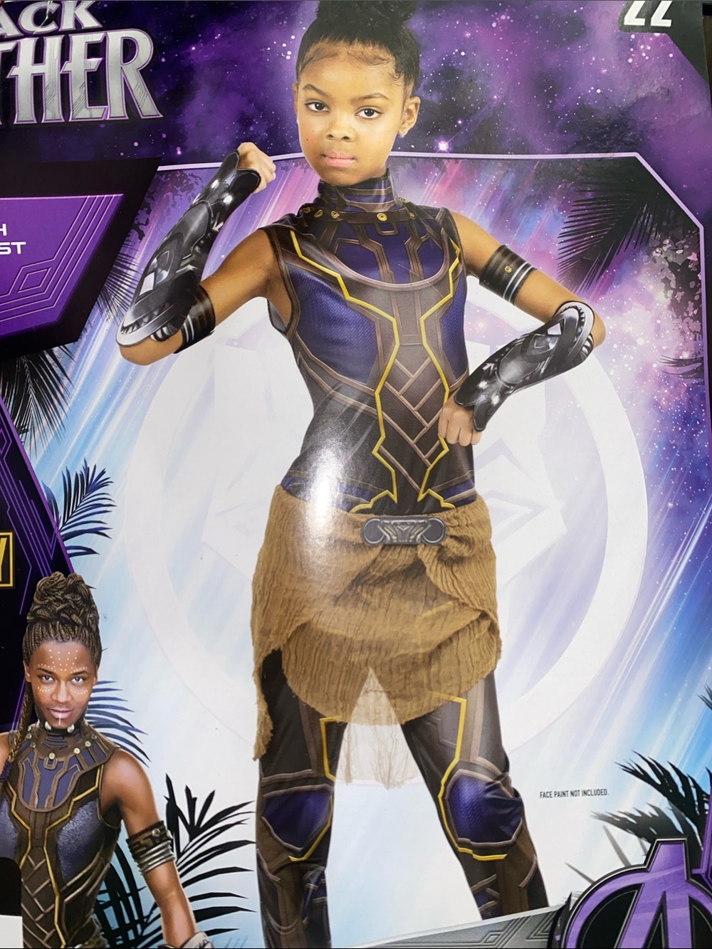 Marvel Girls Black Panther-Inspired Purple and Brown Warrior Costume size 10-12